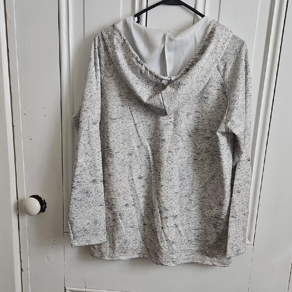 Women's Gray Hooded Sweatshirt with Graphic Print - Picture 4 of 4